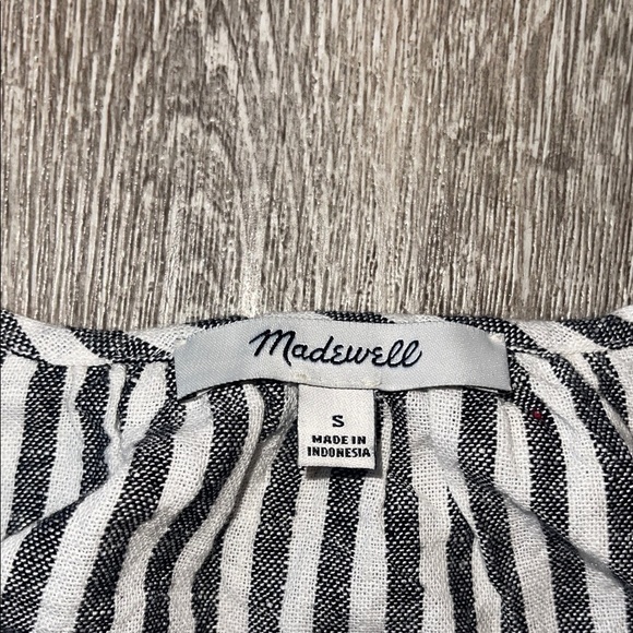 Madewell Black and White railroad Striped Tank with Tie Shoulders small - Picture 2 of 6